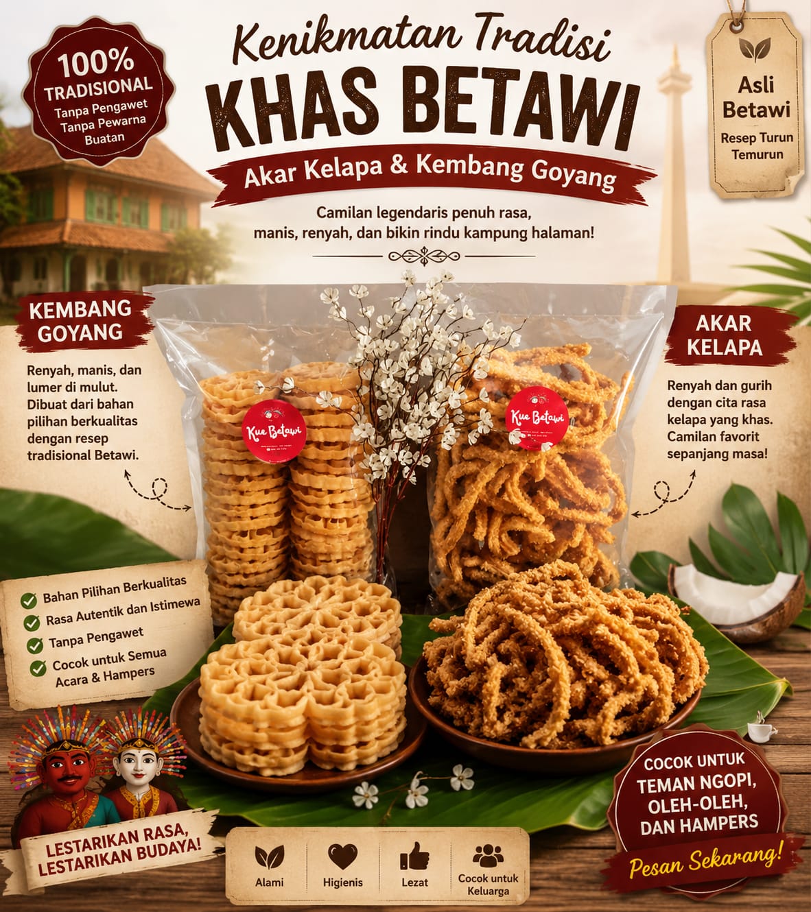 Kembang goyang dan akar kelapa